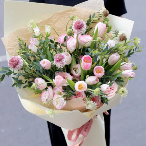 Bó Hoa Tulip Hồng Pastel